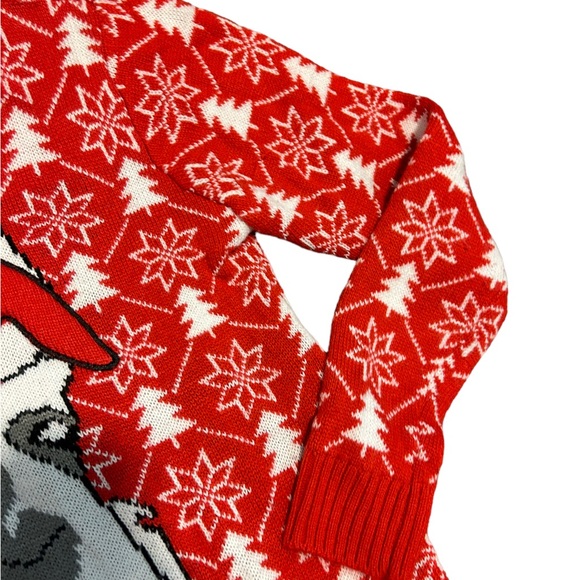 POOF Llama! Merry Ugly Christmas! Red & White Graphic Ugly Llama Sweater- Small - Picture 10 of 11